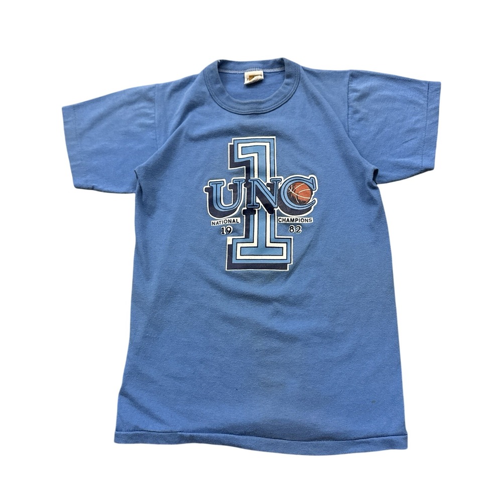 Vintage 80s UNC North Carolina Tar Heels T Shirt 1982 Champions Jordan Youth M